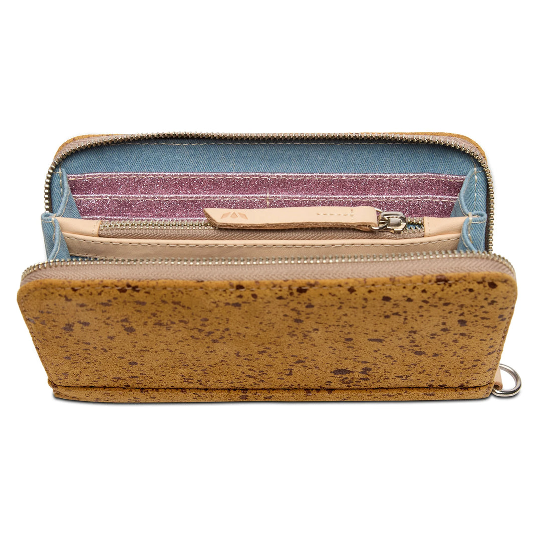 Consuela Cider Essential Wallet - Metallic Gold Suede Slim Zip Wallet