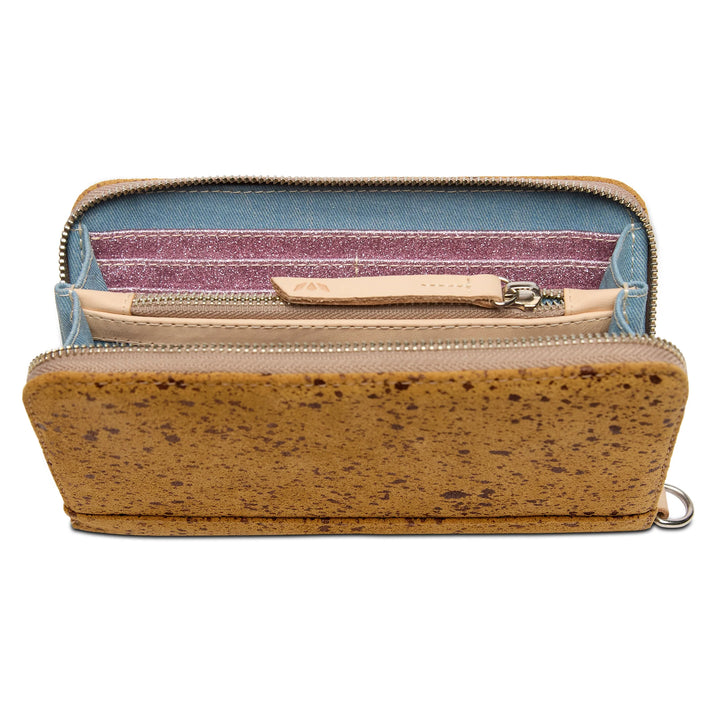 Consuela Cider Essential Wallet - Metallic Gold Suede Slim Zip Wallet