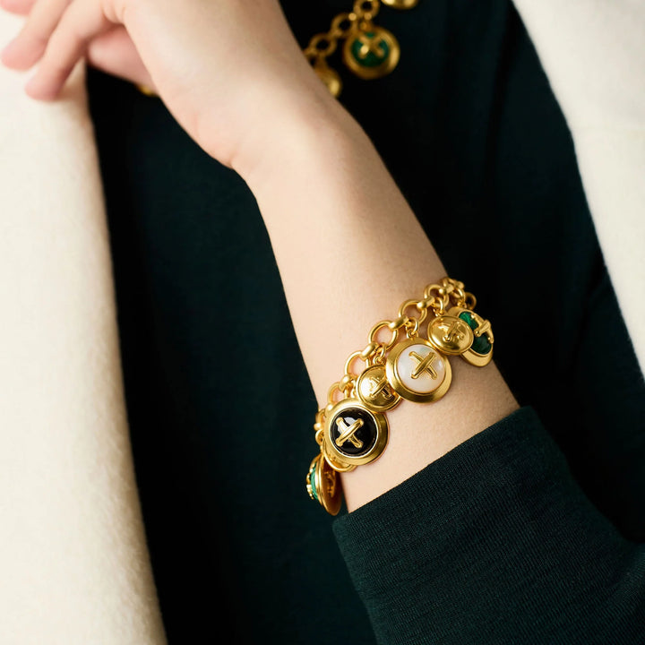Julie Vos Essex Charm Bracelet featuring signature 24K gold-plated craftsmanship and vibrant mixed stone charm details.