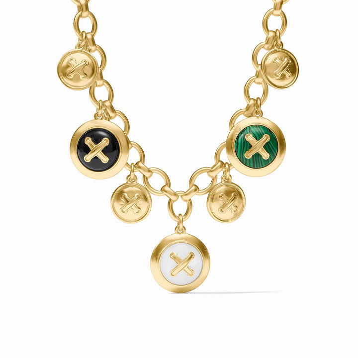 Julie Vos Essex Charm Necklace featuring signature 24K gold-plated craftsmanship and vibrant multi-stone charm detailing.
