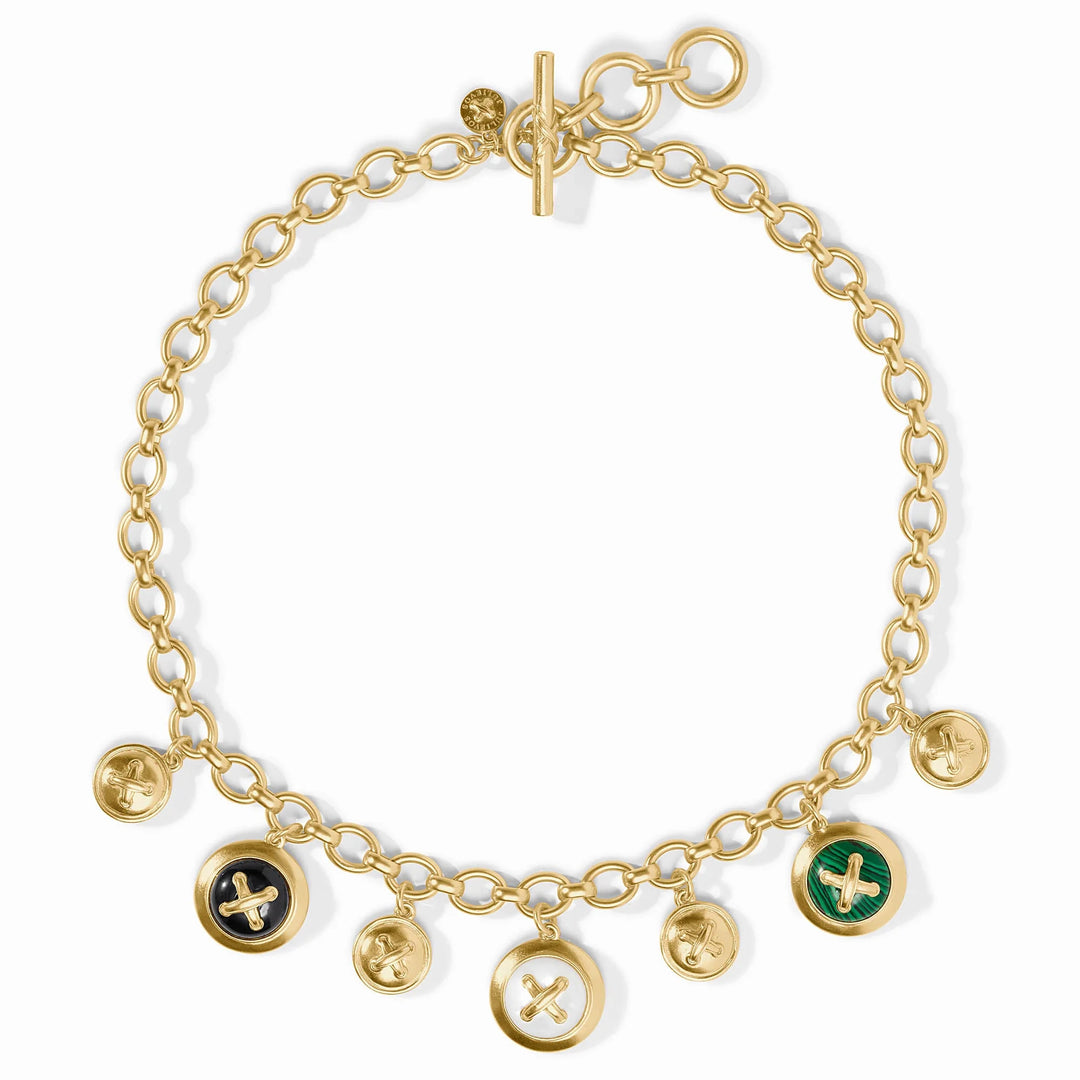 Julie Vos Essex Charm Necklace featuring signature 24K gold-plated craftsmanship and vibrant multi-stone charm detailing.