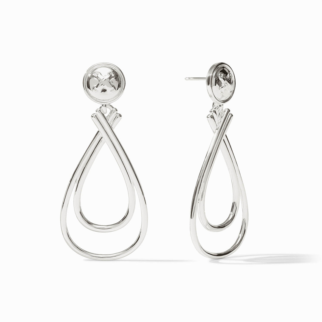 Julie Vos Essex Earrings in silver double teardrop design