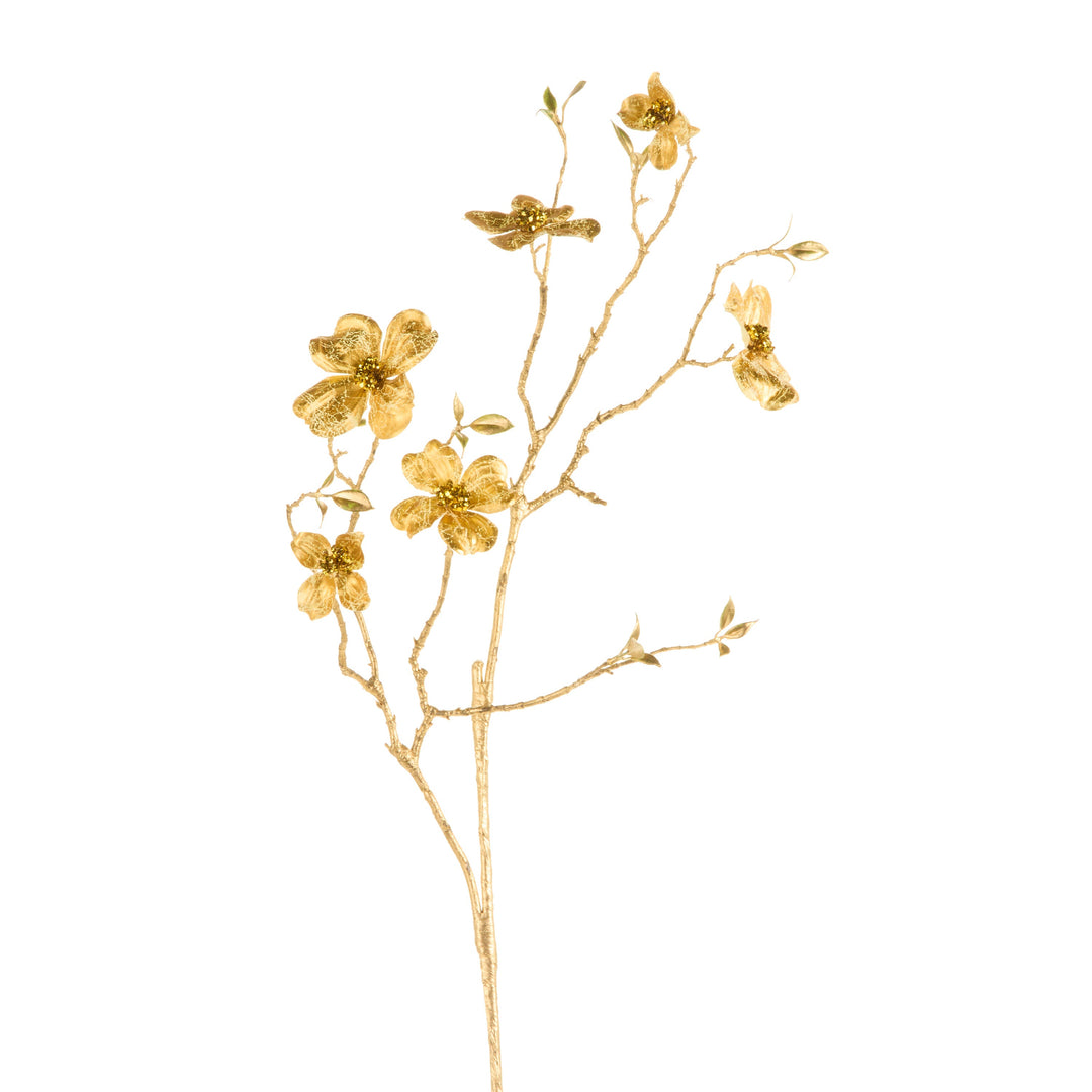 Gold dogwood artificial floral spray for Christmas tree and arrangements, 36 inch