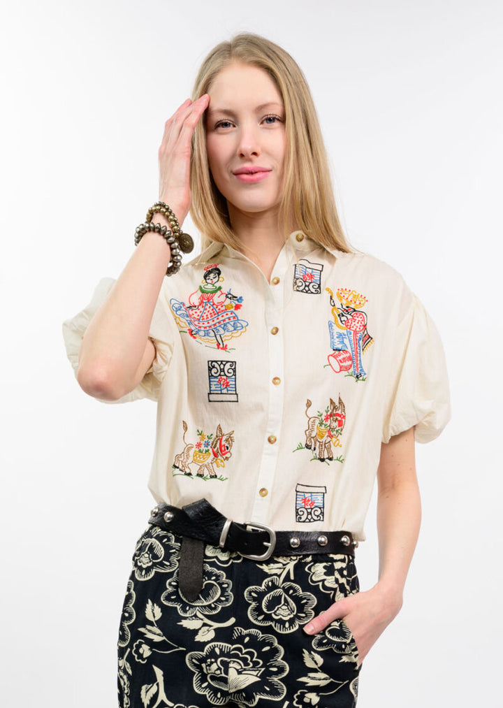 Sister Mary Flamenco Top Ivory front