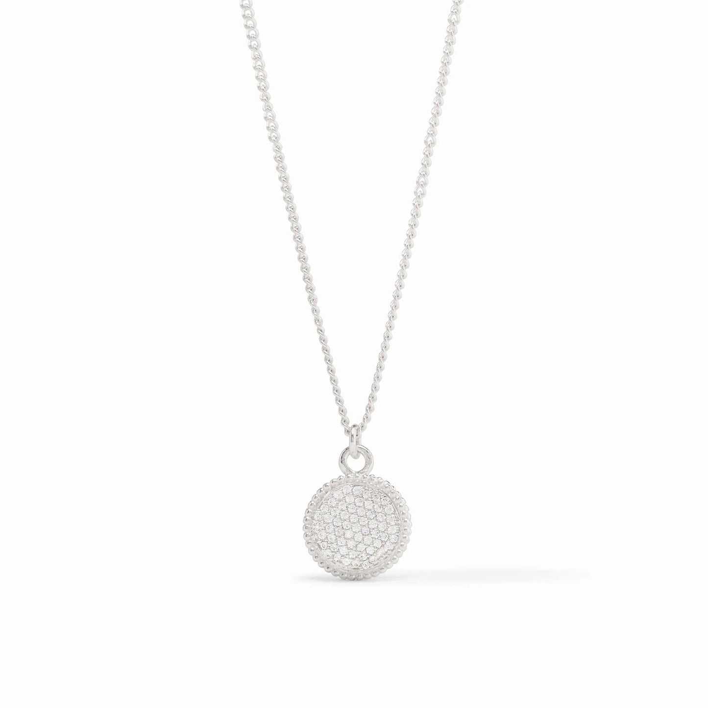 Julie Vos Fleur-de-Lis Solitaire Necklace in pure silver featuring a 0.8-inch glass pendant.