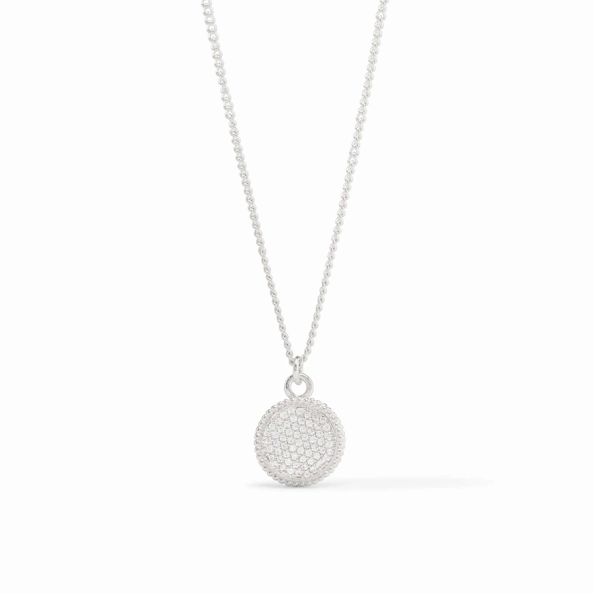 Julie Vos Fleur-de-Lis Solitaire Necklace in pure silver featuring a 0.8-inch glass pendant.