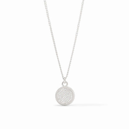 Julie Vos Fleur-de-Lis Solitaire Necklace in pure silver featuring a 0.8-inch glass pendant.