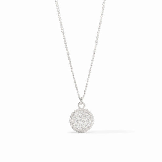 Julie Vos Fleur-de-Lis Solitaire Necklace in pure silver featuring a 0.8-inch glass pendant.