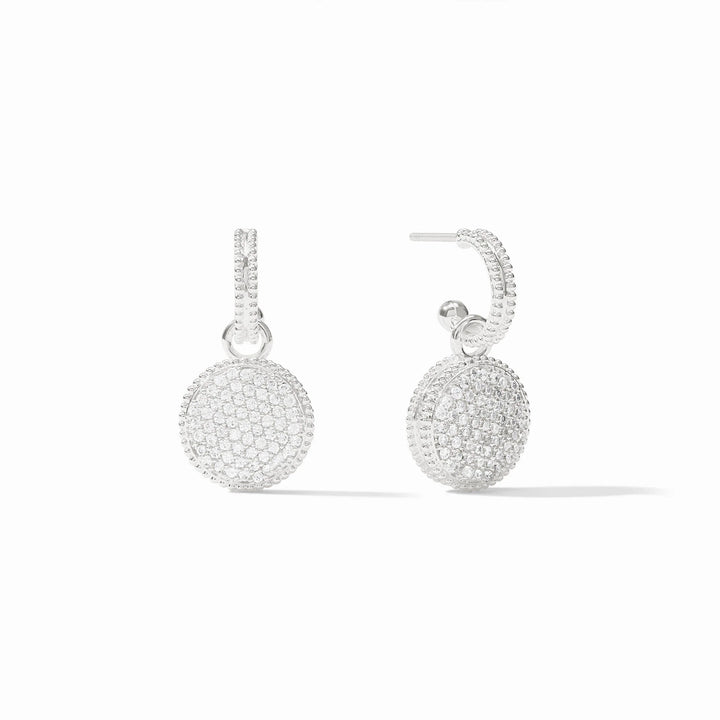 Fleur-de-Lis Hoop &amp; Charm Earring - 2-in-1 Silver Hoop