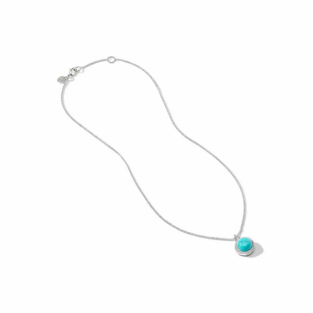 Fleur-de-Lis Solitaire Necklace - Pure Silver &amp; Imported Glass