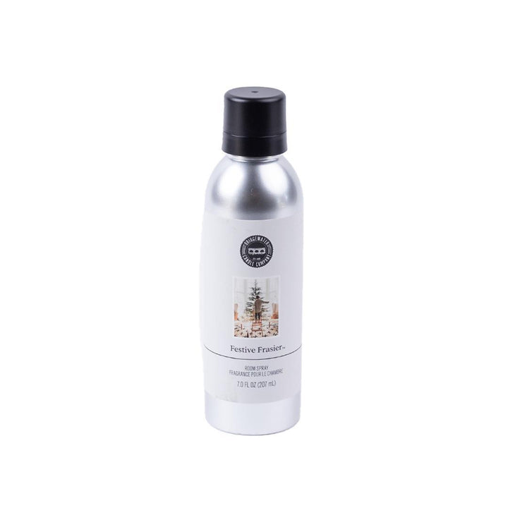 Bridgewater Candle Company Festive Frasier 7oz Non-Aerosol Room Spray bottle.