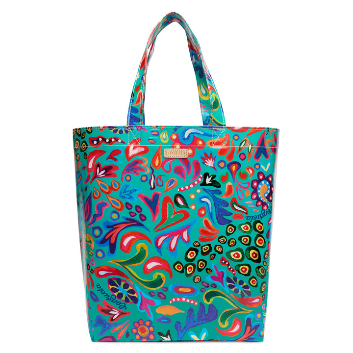 Consuela Tasha Basic Bag featuring a colorful Tasha print wipe-clean exterior.
