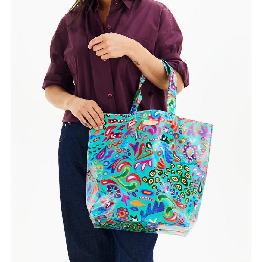 Consuela Tasha Basic Bag featuring a colorful Tasha print wipe-clean exterior.