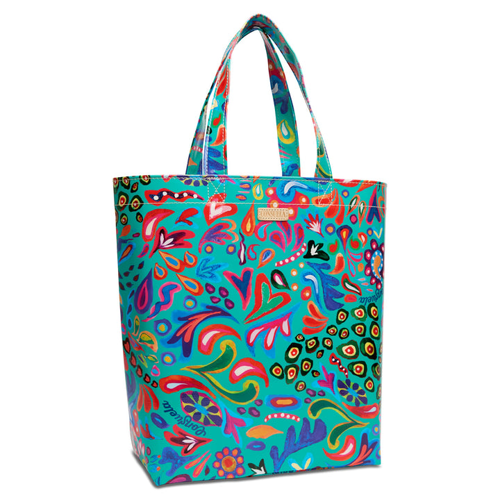 Consuela Tasha Basic Bag featuring a colorful Tasha print wipe-clean exterior.