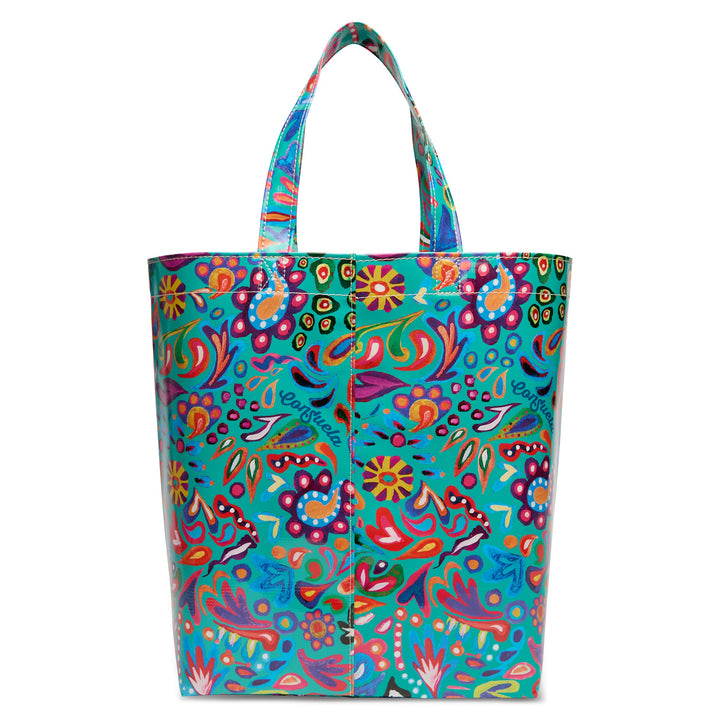 Consuela Tasha Basic Bag featuring a colorful Tasha print wipe-clean exterior.