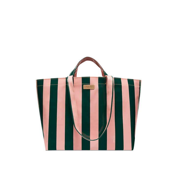 Consuela Fern Jumbo Bag featuring a deep green and light pink ConsuelaCloth wipe-clean exterior.