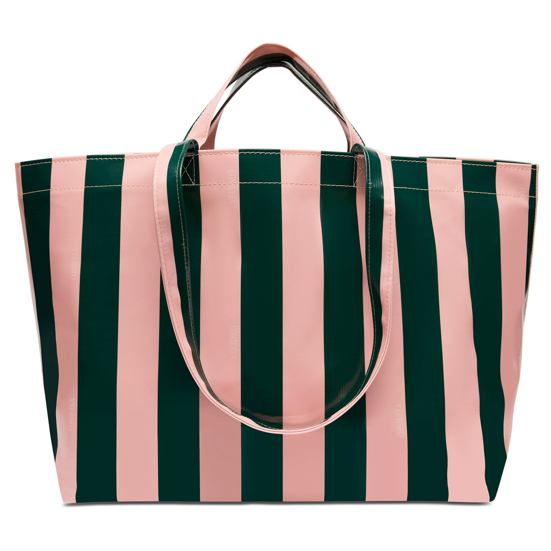 Consuela Fern Jumbo Bag featuring a deep green and light pink ConsuelaCloth wipe-clean exterior.