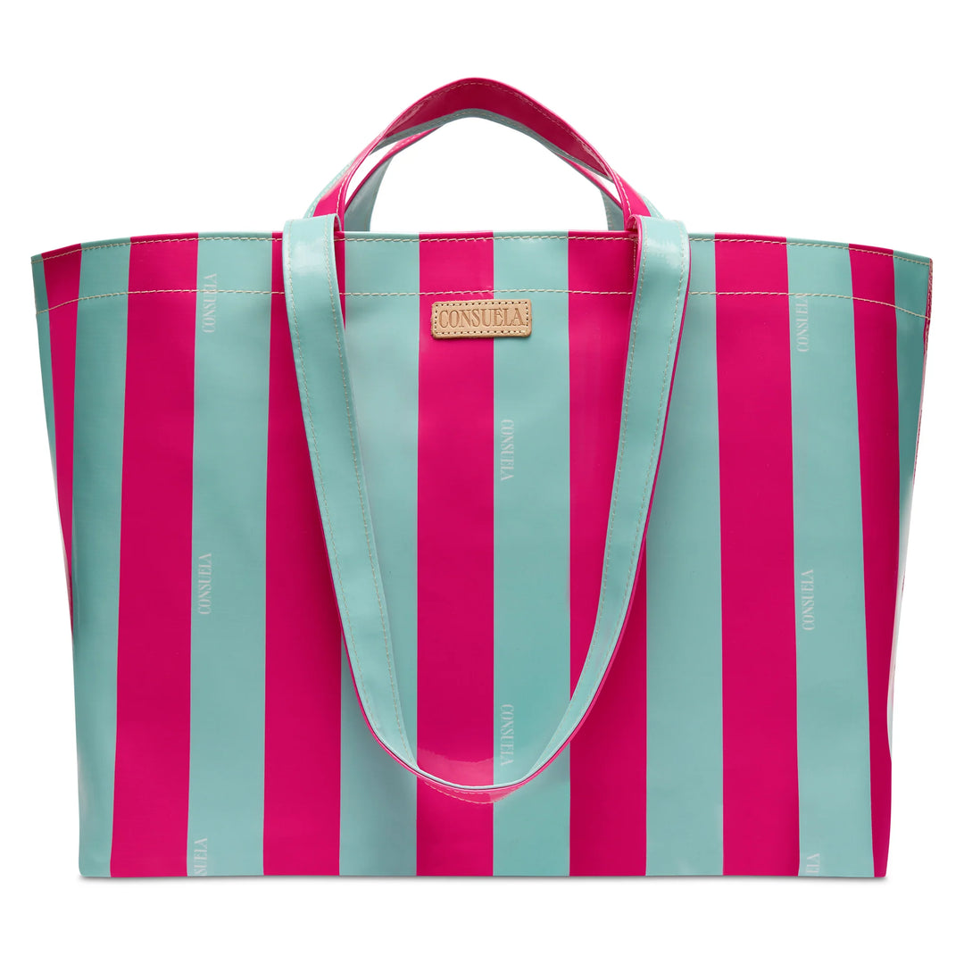 Consuela Malibu Grab N Go Jumbo Bag in vibrant bold pattern; oversized and wipeable utility tote for beach or travel.
