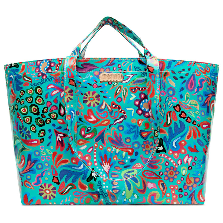 Consuela Tasha Jumbo Bag featuring a colorful floral ConsuelaCloth wipe-clean exterior.