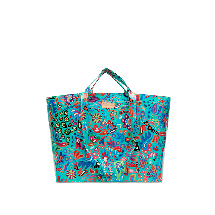 Consuela Tasha Jumbo Bag featuring a colorful floral ConsuelaCloth wipe-clean exterior.