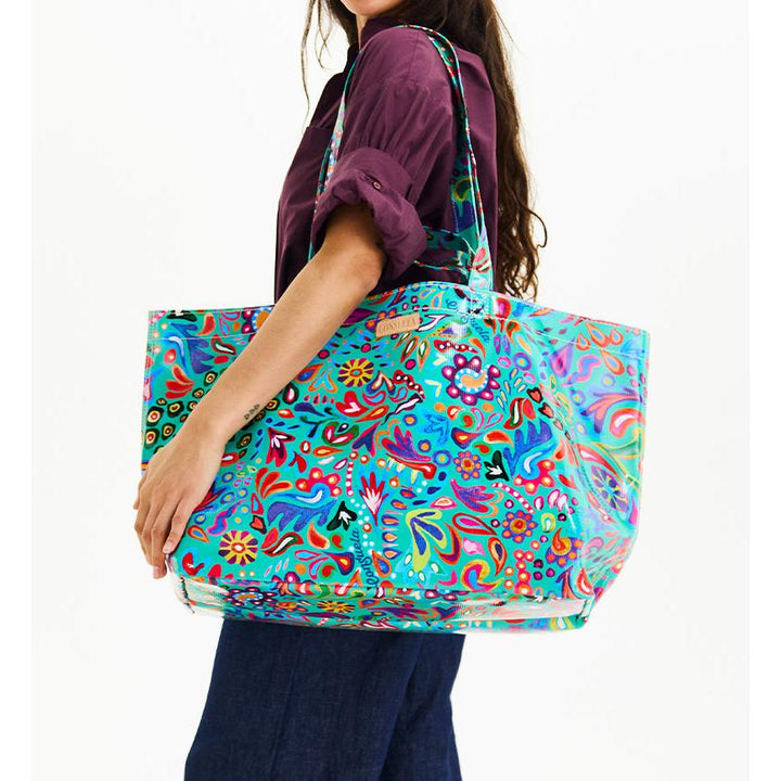 Consuela Tasha Jumbo Bag featuring a colorful floral ConsuelaCloth wipe-clean exterior.