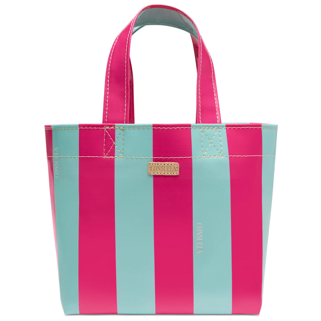 Consuela Malibu Grab N Go Mini Bag in vibrant bold pattern; compact and wipeable mini utility tote.