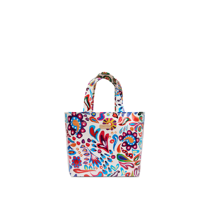 Consuela Bianca Grab N Go Mini Bag in vibrant floral pattern; compact and wipeable mini utility tote.