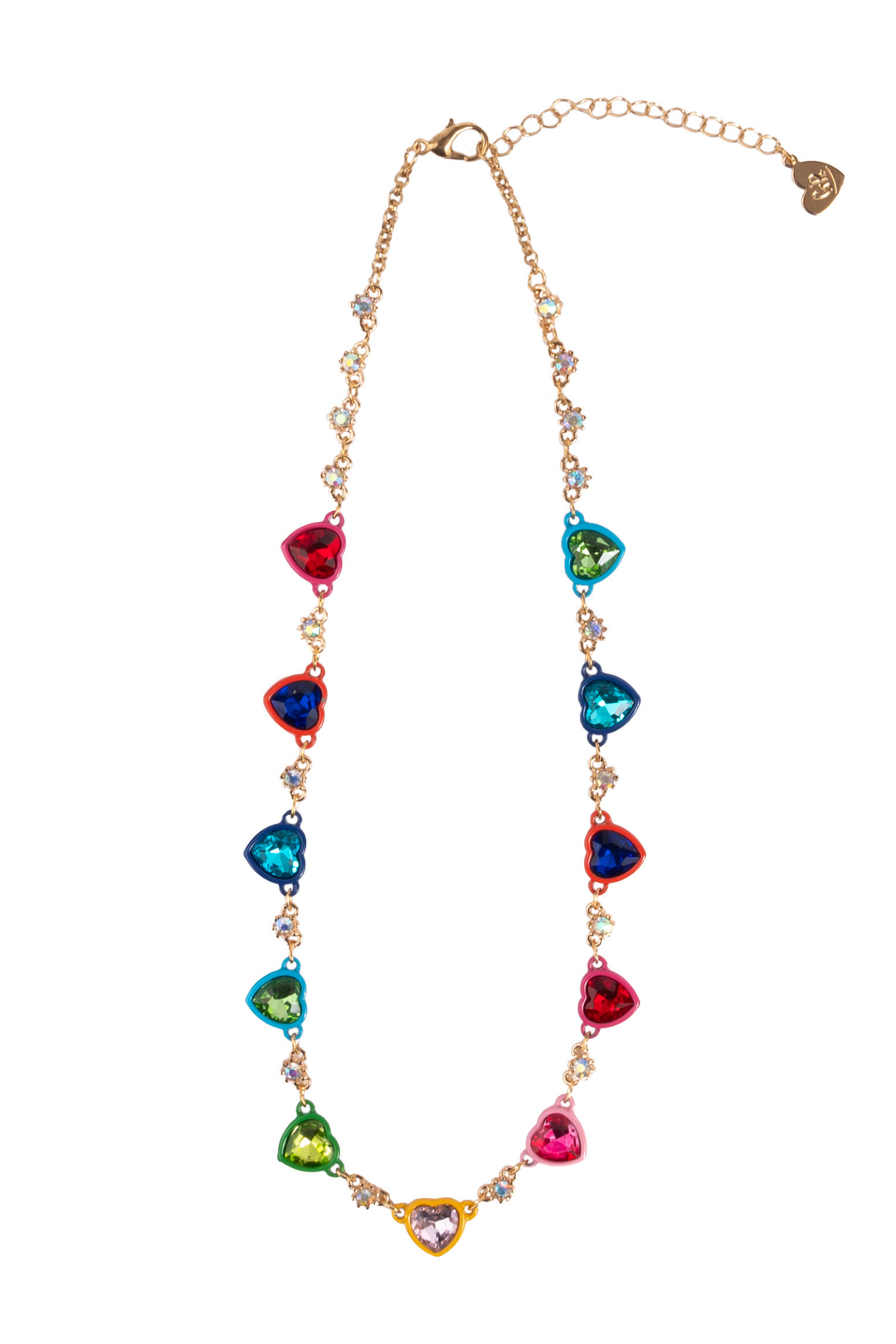 Great Pretenders Candy Hearts gold chain necklace with colorful heart gems