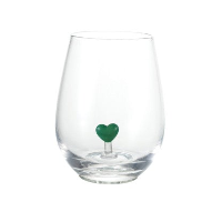 18 oz. Stemless Wine Glass with Hand-Blown Heart Inside - 6 Colors Available