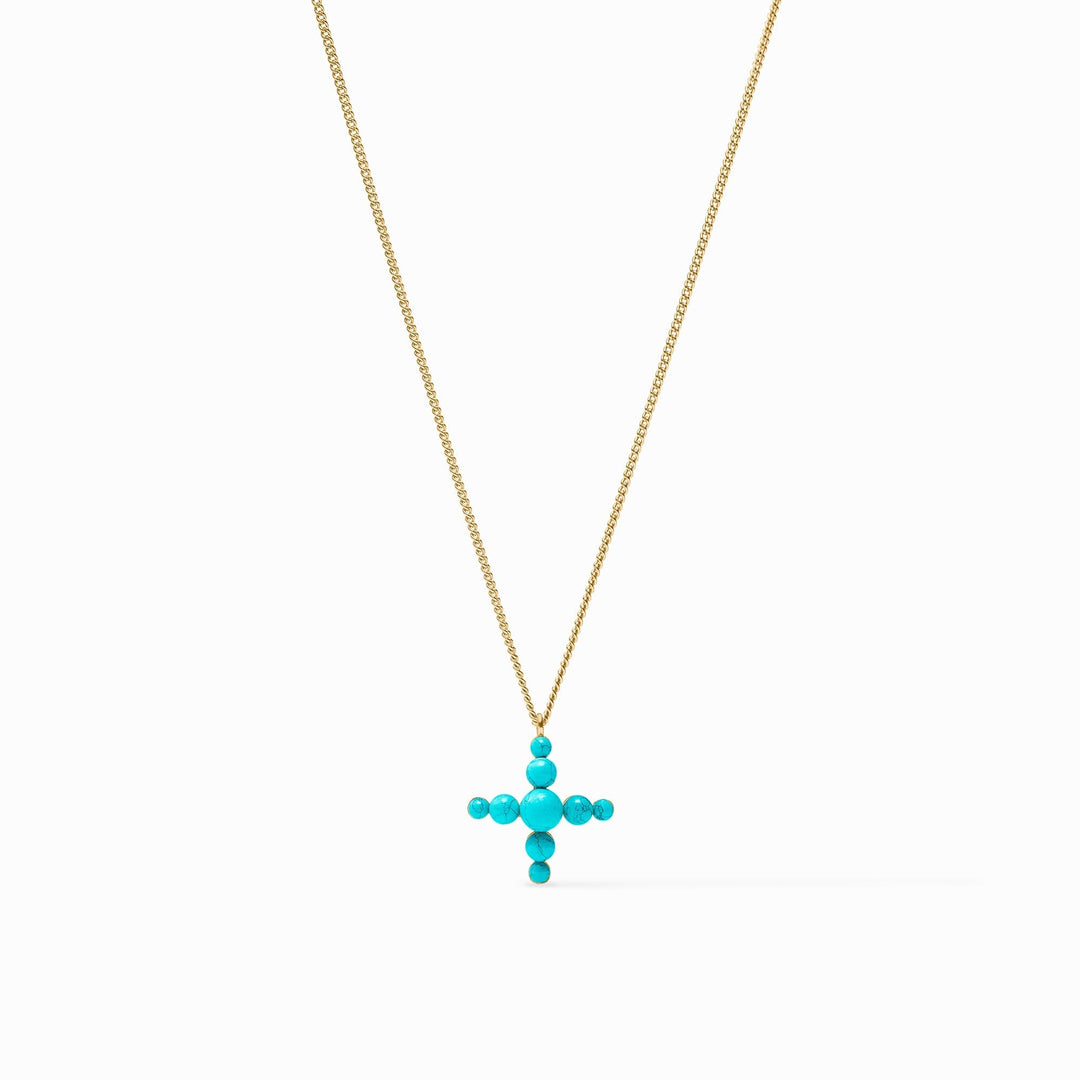 Julie Vos Gumdrop Cross Delicate Necklace - Turquoise Blue