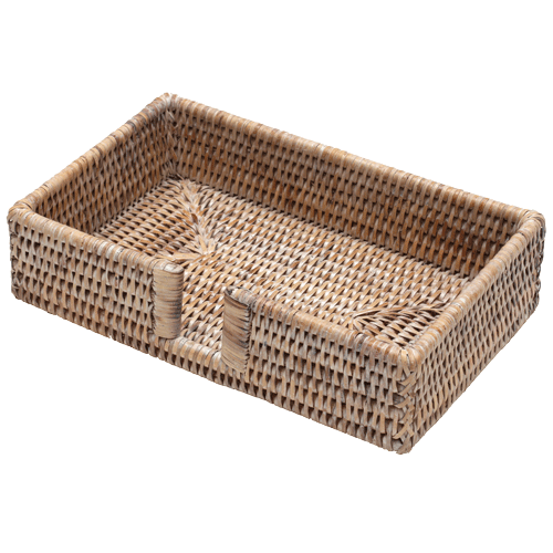 Guest Towel White Rattan Holder Top Bleached Rattan Guest