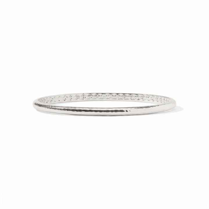 Julie Vos Havana Demi Bangle in silver with a signature hand-hammered texture and polished finish.