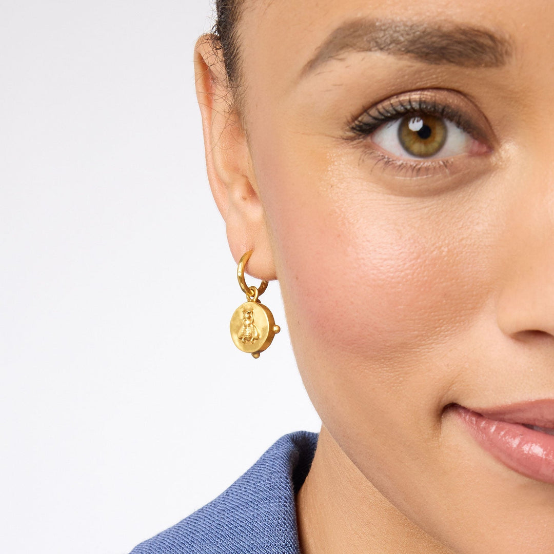 Honeybee Hoop &amp; Charm Gold Earring