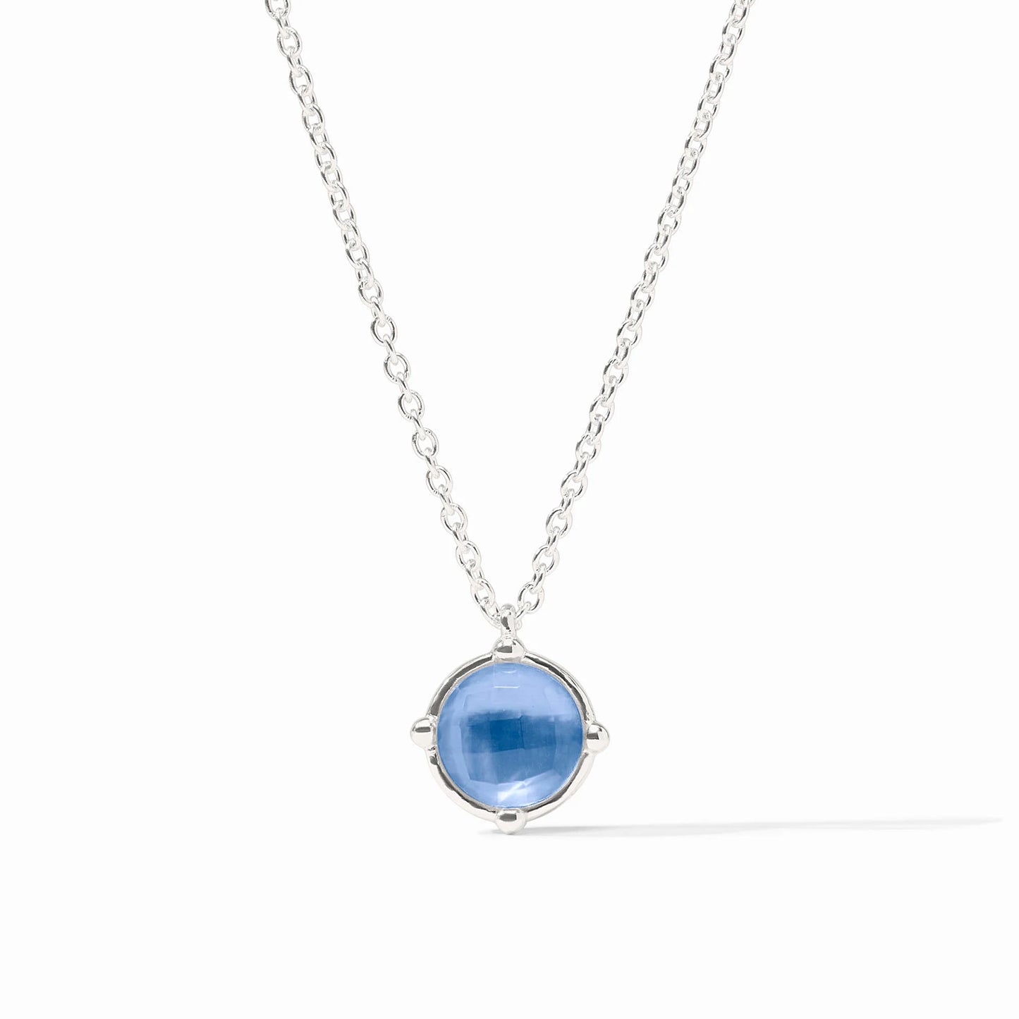 Julie Vos Honeybee Solitaire Silver Necklace in pure silver with an Iridescent Clear Crystal pendant.
