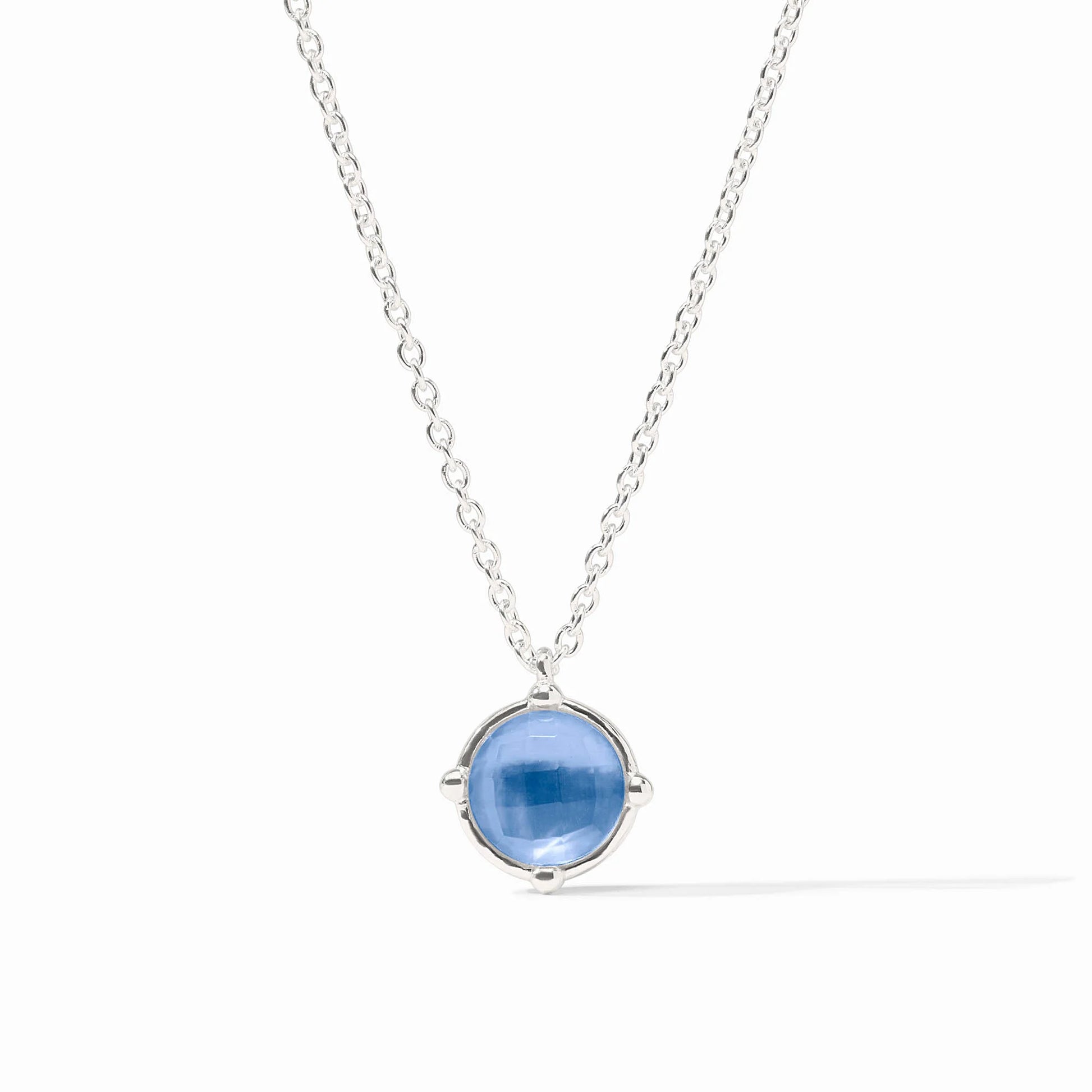 Julie Vos Honeybee Solitaire Silver Necklace in pure silver with an Iridescent Clear Crystal pendant.