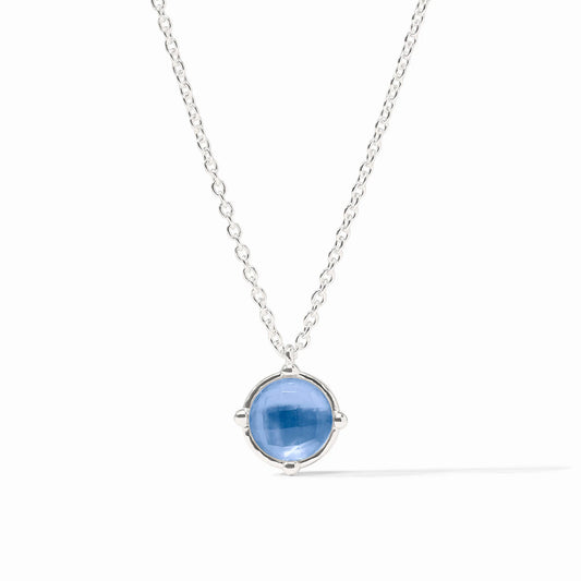 Julie Vos Honeybee Solitaire Silver Necklace in pure silver with an Iridescent Clear Crystal pendant.