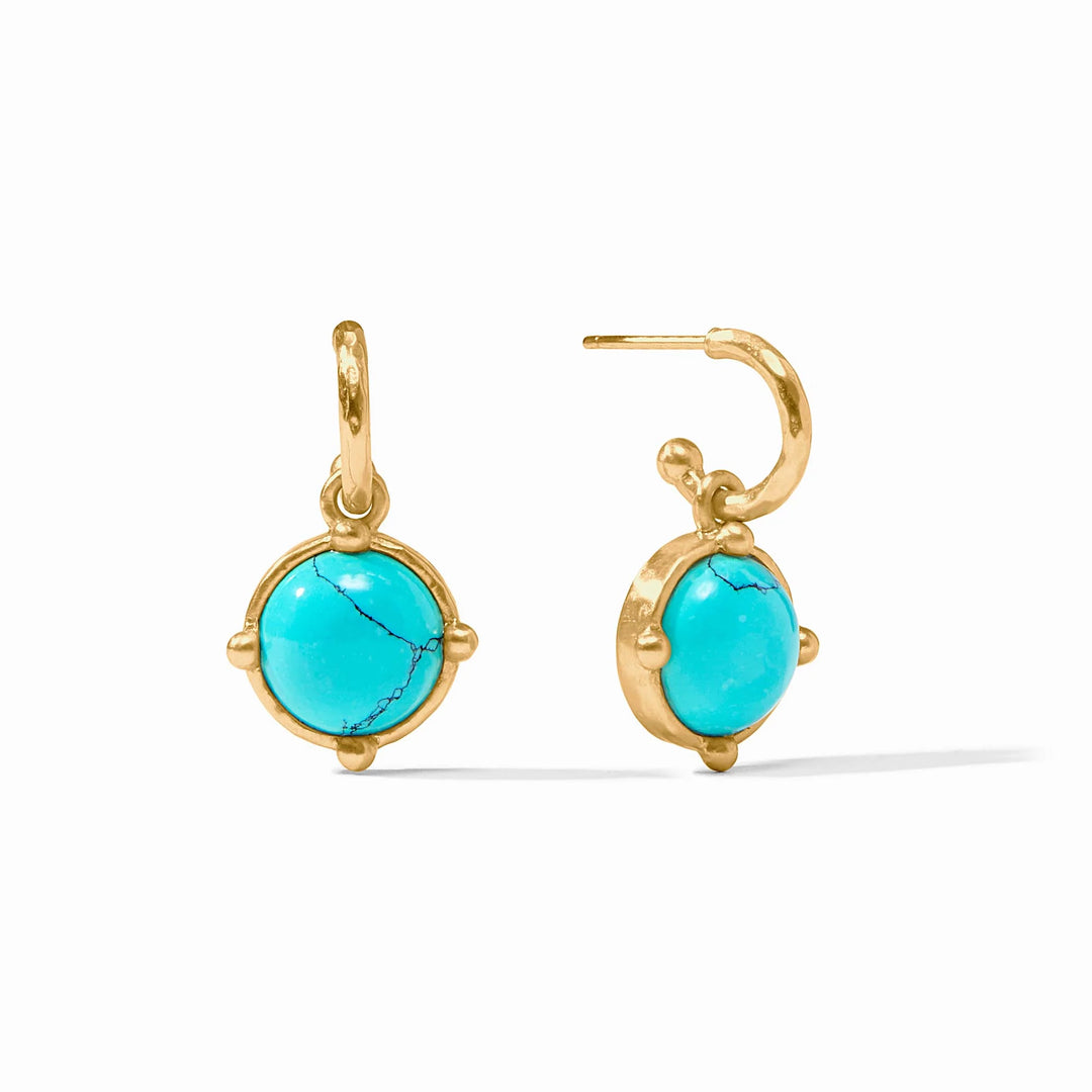 Honeybee Hoop &amp; Charm Earring - Turquoise Blue