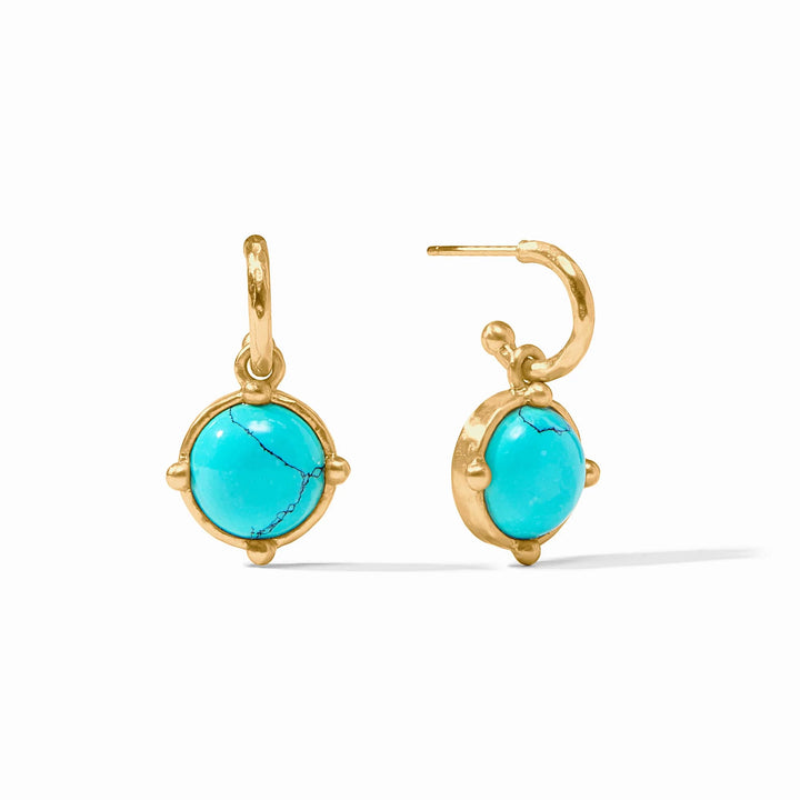 Honeybee Hoop &amp; Charm Earring - Turquoise Blue