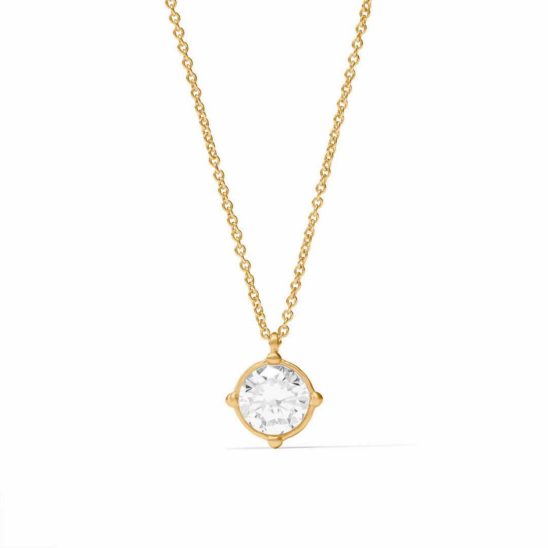 Julie Vos Honeybee Delicate Necklace in Cubic Zirconia — dainty 24K gold-plated honeybee pendant with a clear CZ stone on a fine chain