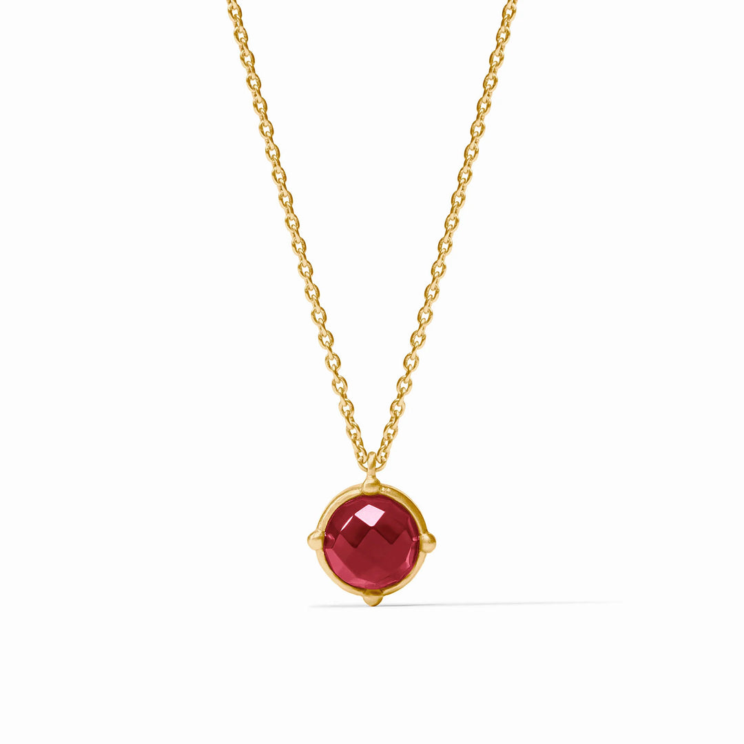 Julie Vos Ruby Red Iridescent Honeybee solitaire necklace in gold