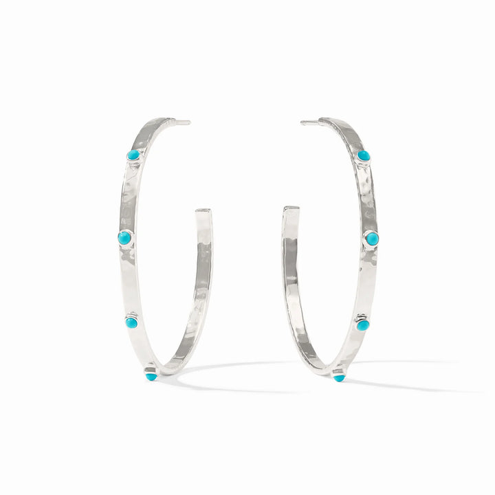 Julie Vos Crescent Stone Hoop Earrings - Pure Silver Plate