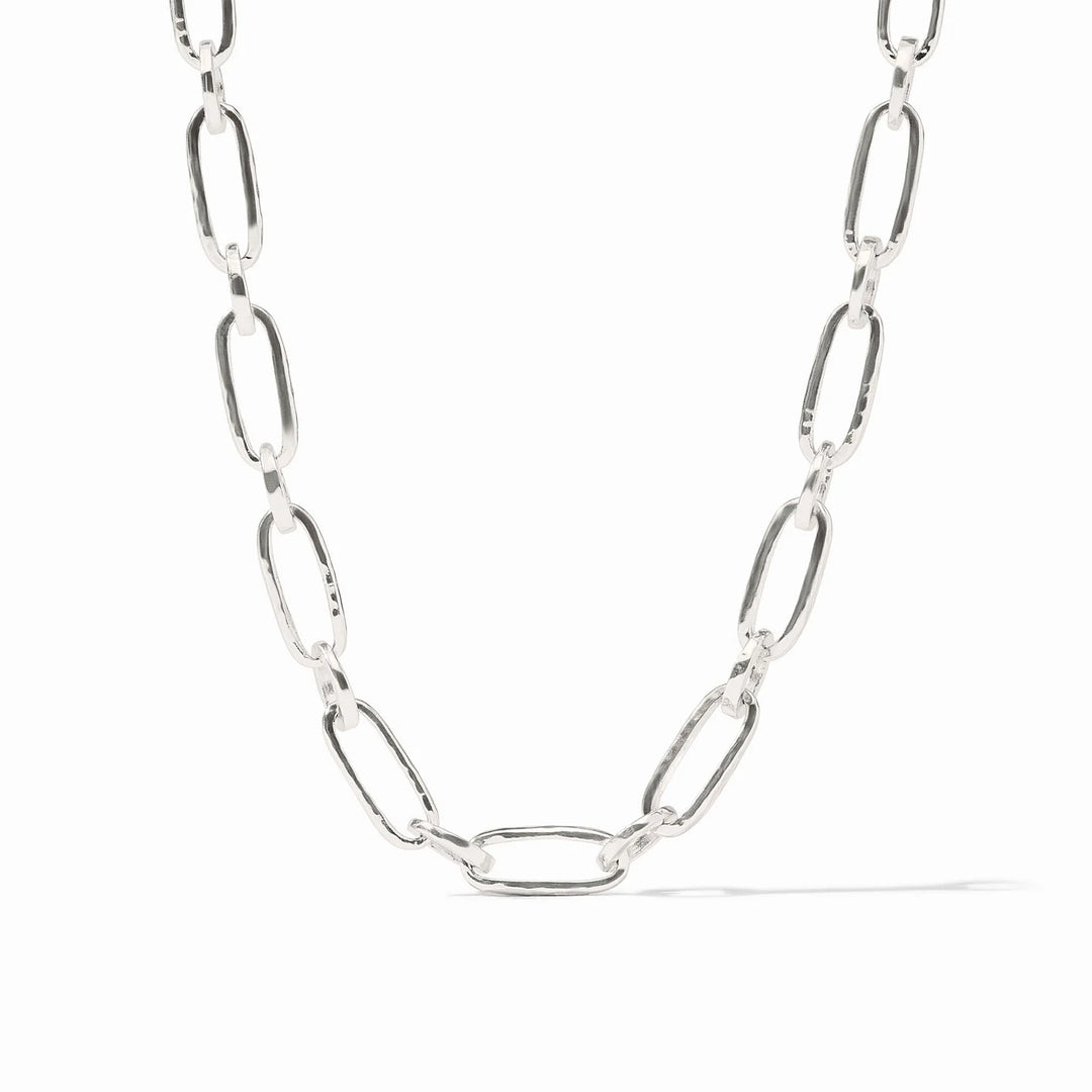 Julie Vos Palladio Link Necklace in pure silver featuring substantial textured links and a toggle closure.