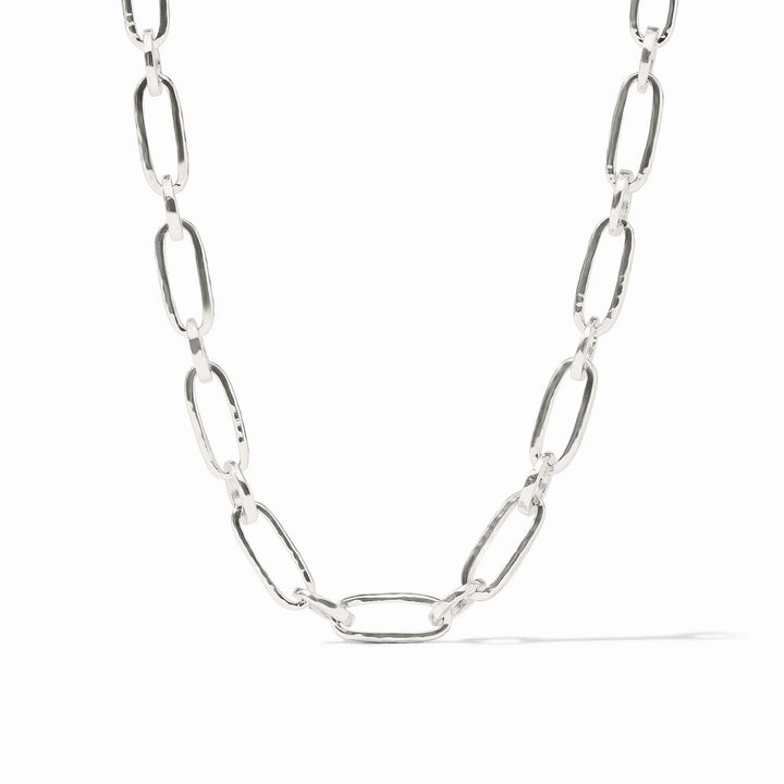 Julie Vos Palladio Link Necklace in pure silver featuring substantial textured links and a toggle closure.