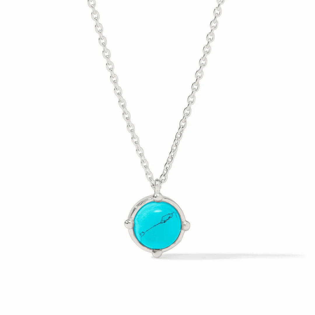 Close-up of the Turquoise and Chalcedony Blue honeybee pendants showing the intricate silver detailing.