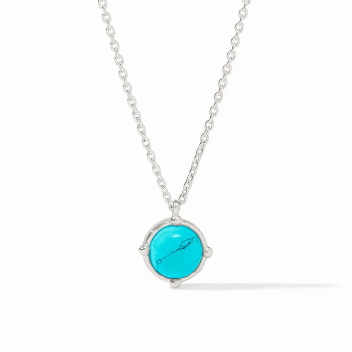 Close-up of the Turquoise and Chalcedony Blue honeybee pendants showing the intricate silver detailing.