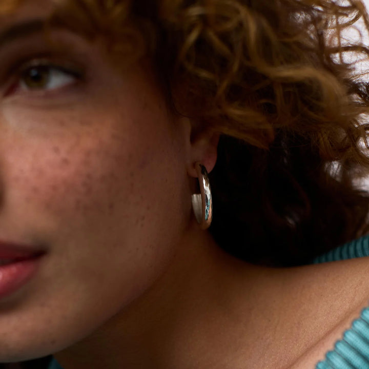 Havana Silver Hoop - 24K Silver Plated Hammered Hoops