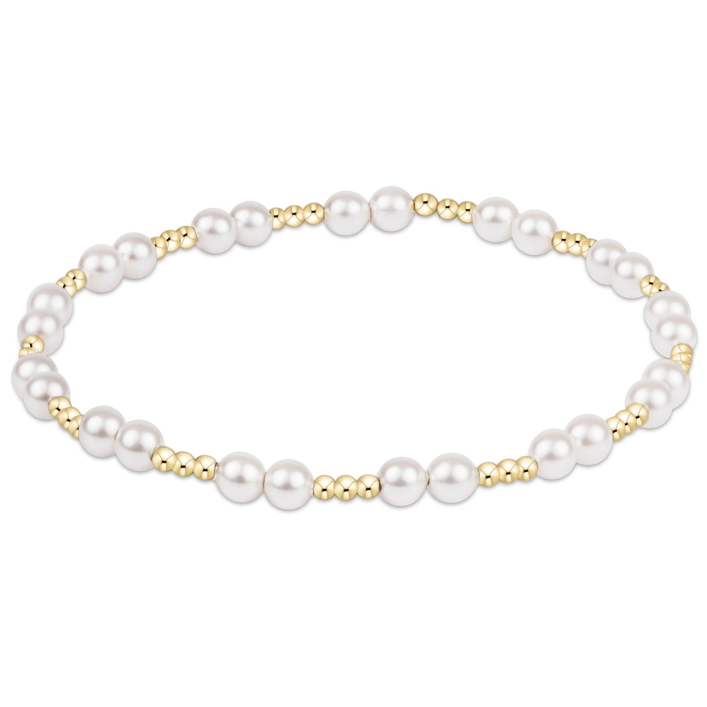 enewton 4mm crystal pearl and 2mm gold-filled beaded bracelet in a 7.25 inch extends size; waterproof and stackable.