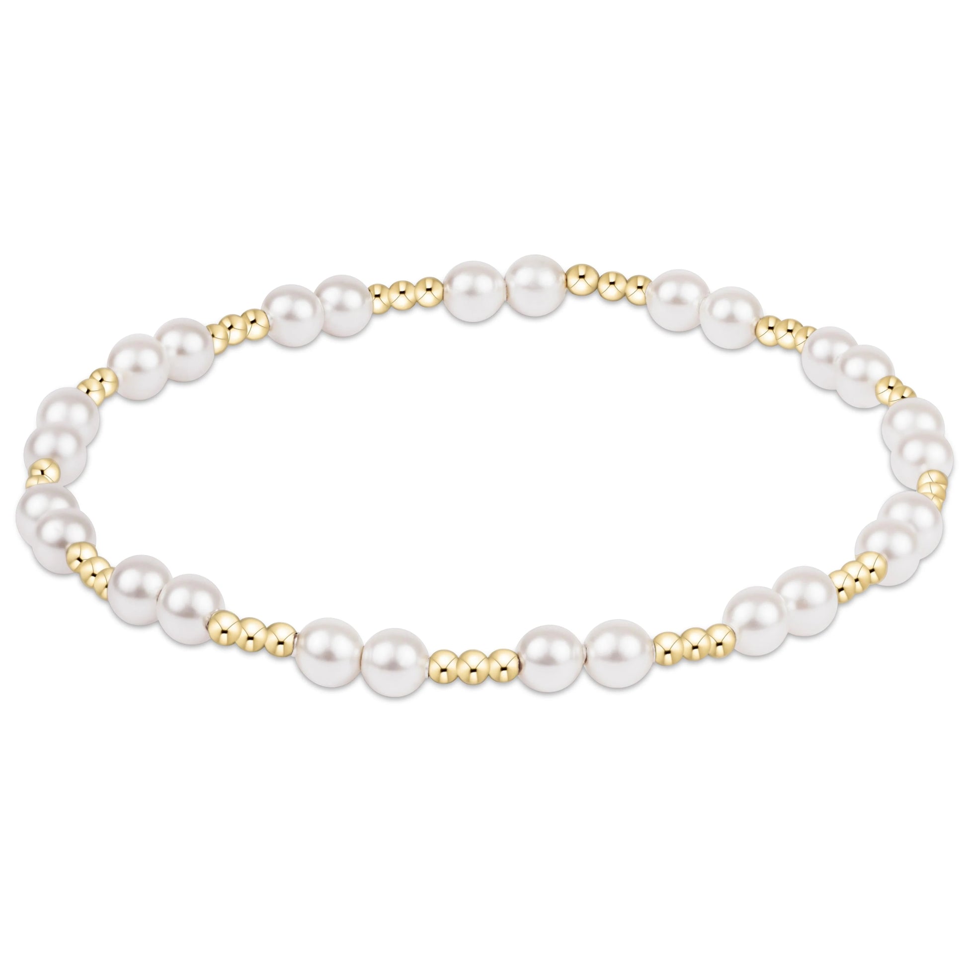 enewton 4mm crystal pearl and 2mm gold-filled beaded bracelet in a 7.25 inch extends size; waterproof and stackable.
