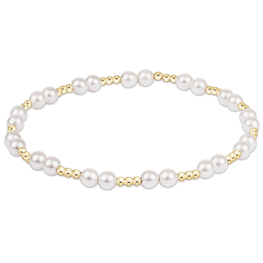 enewton 4mm crystal pearl and 2mm gold-filled beaded bracelet in a 7.25 inch extends size; waterproof and stackable.