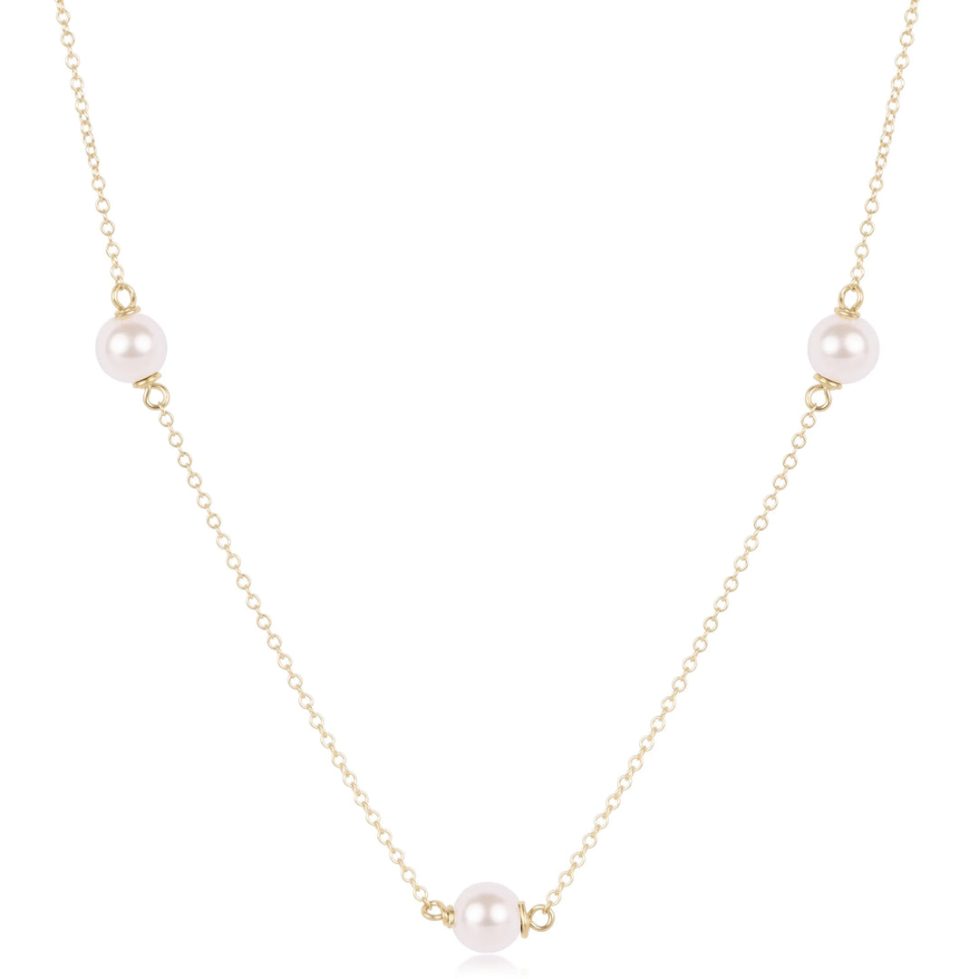 enewton 17 inch gold-filled simplicity chain necklace with bold 6mm pearl beads; waterproof and tarnish-resistant.